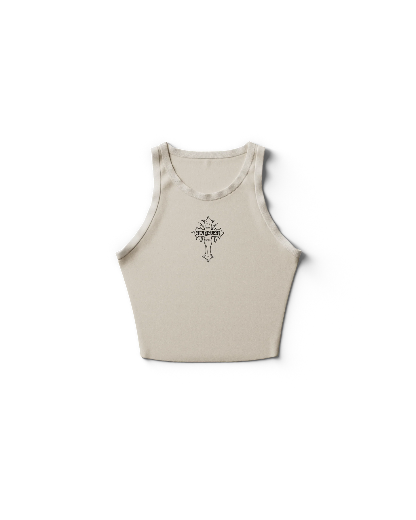MAYHEM Cross Cropped Tank | Lady Gaga Mayhem Ball Graphic Crop Top