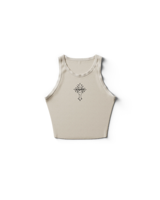 MAYHEM Cross Cropped Tank | Lady Gaga Mayhem Ball Graphic Crop Top